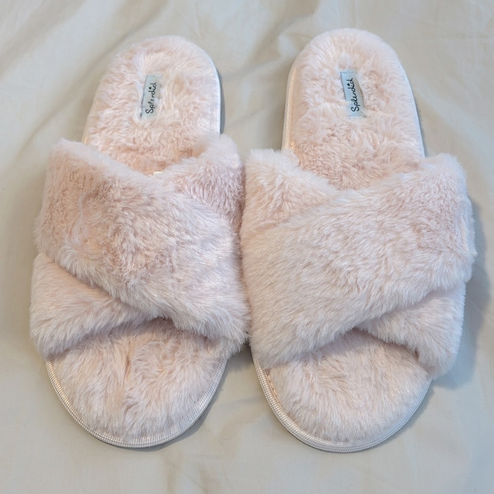 Splendid Faux Fur Criss Cross Slippers M/L